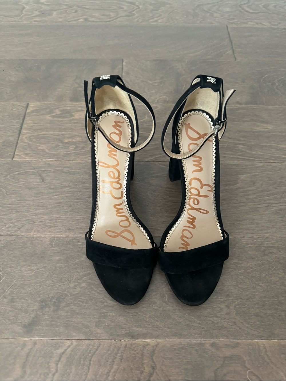 Sam Edelman Black Suede Open-Toe Ankle-Strap Heels